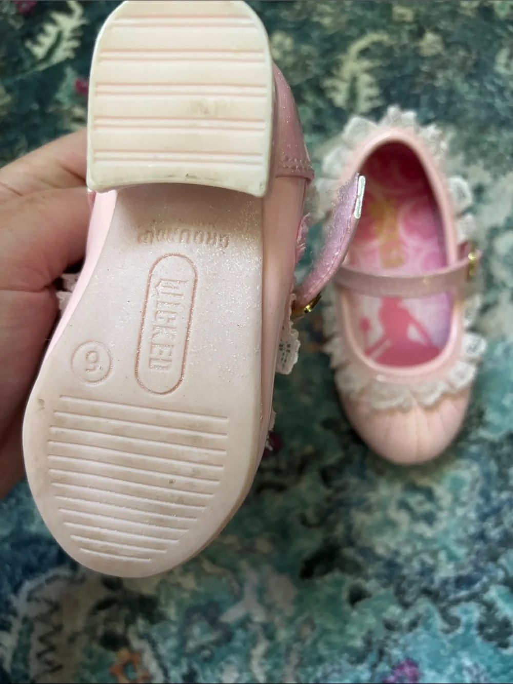 Wicked Girls Pink Mary Jane Dress Shoes with Lace and Lights